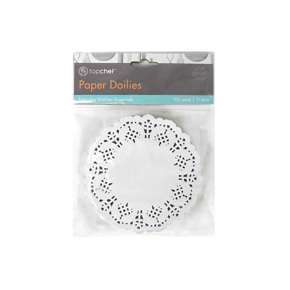 12x 100pc TopChef Paper Doilies Round Disposable Placemats 11.4cm - White