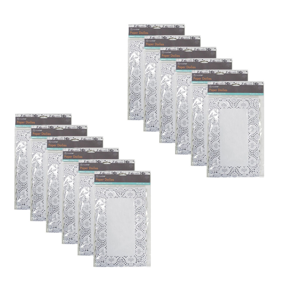 12x 30pc TopChef Medium Paper Doilies Disposable Placemats 27x19cm - Assorted
