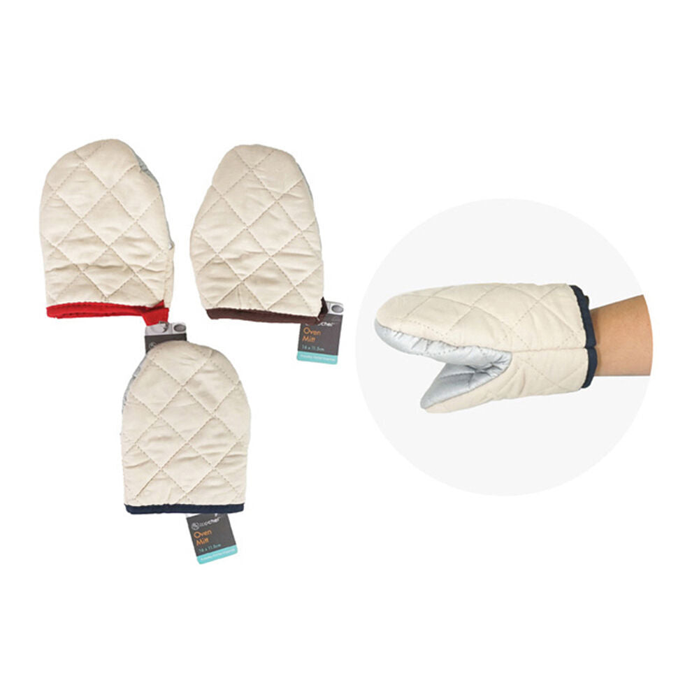 8x TopChef Mini Cotton Oven Mitt Heat Proof 1216x11.5cm - Beige Assorted