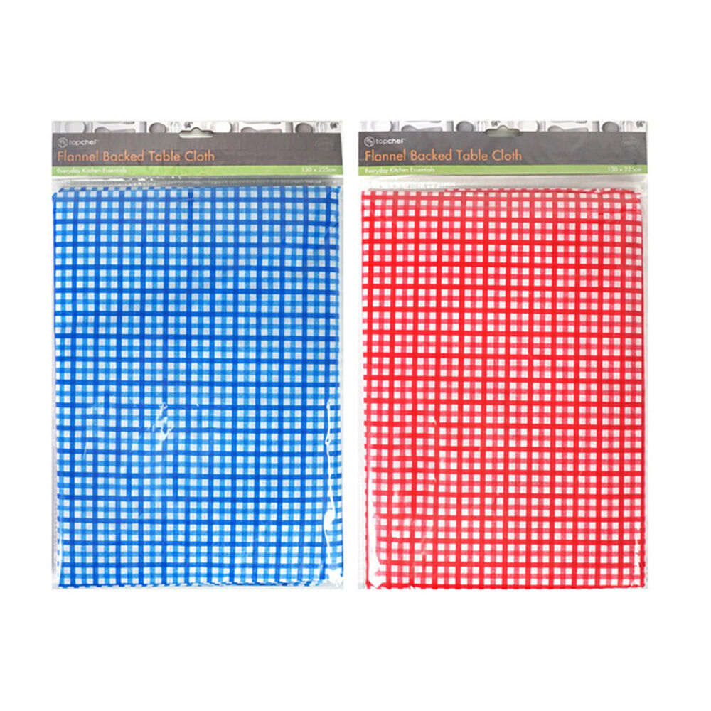 6x TopChef Checker Dining Tablecloth Flannel 12130x225cm - Assorted