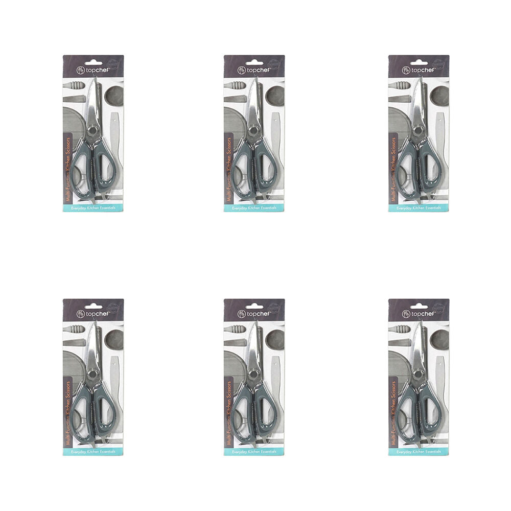 6x TopChef Multi-Function Steel/Plastic Kitchen Scissor 1222x8cm