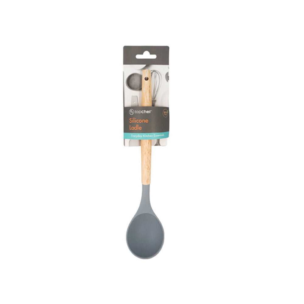 6PK Topchef Non Stick Silicone Serving Soup Ladle w/ Wood Handle