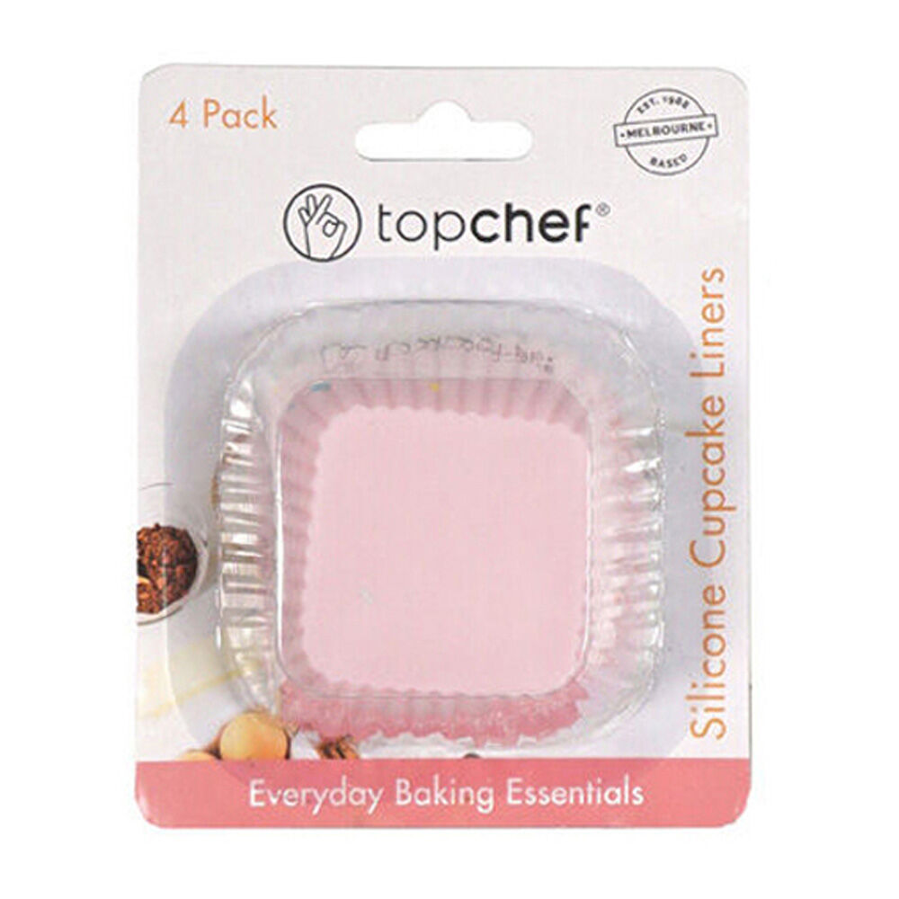 12x 5pc Topchef Silicone Cupcake Liner Patties Square Multicoloured Assorted