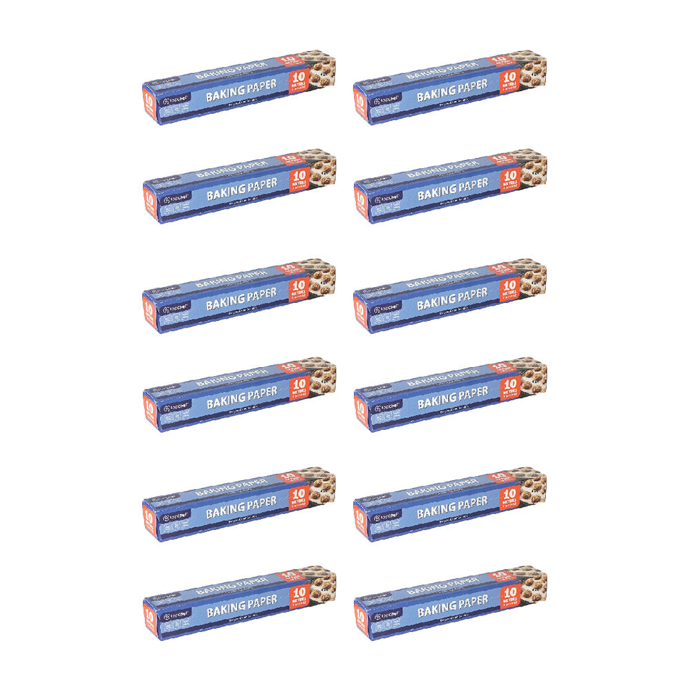 12PK Topchef Non-Stick Heat Resistant Baking Paper 10m Roll