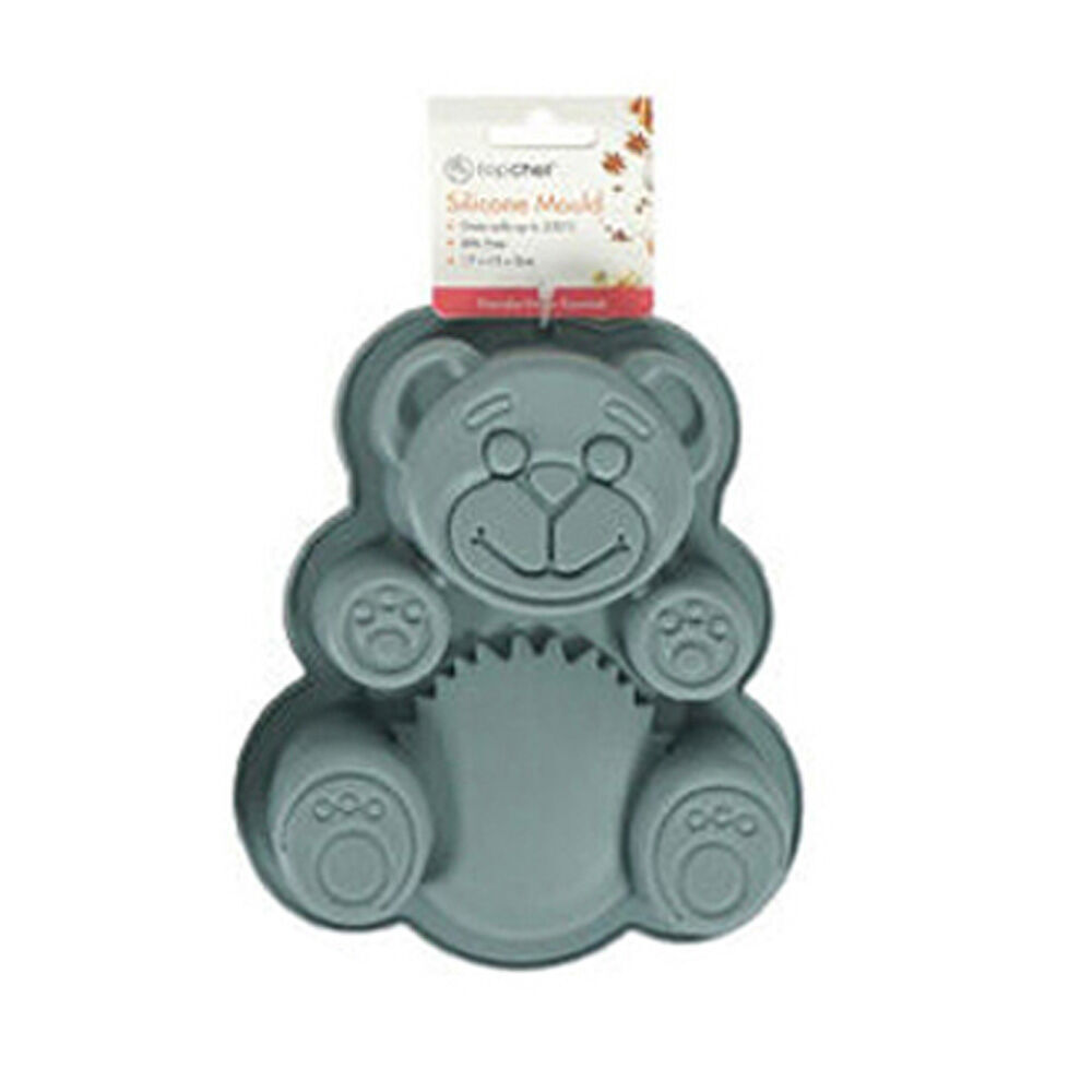 12PK Topchef Silicone Heat Resistant Mould 17x15cm Teddy Bear Assorted