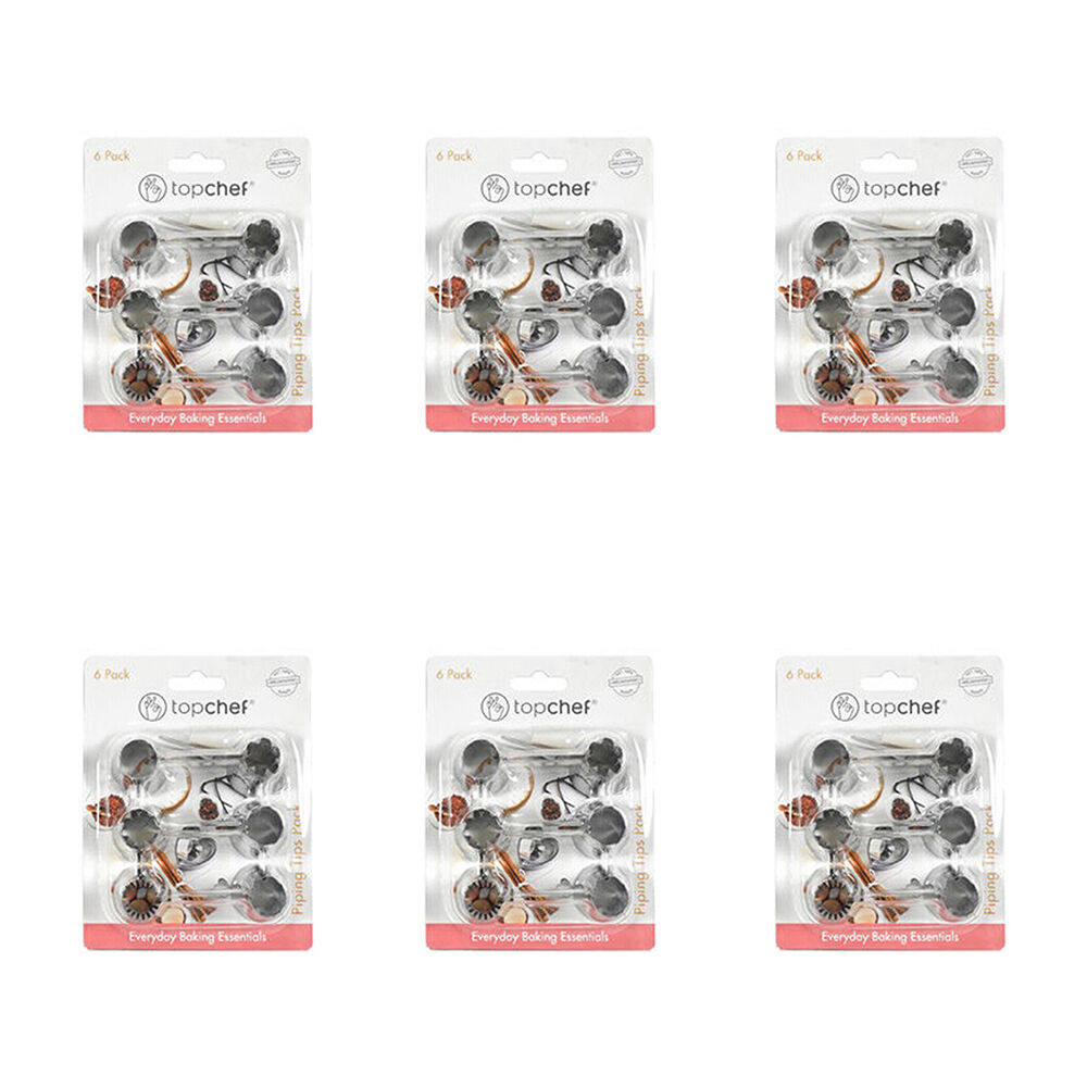 6x 6pc Topchef Stainless Steel Cake Decorating Piping Tips Set Assorted