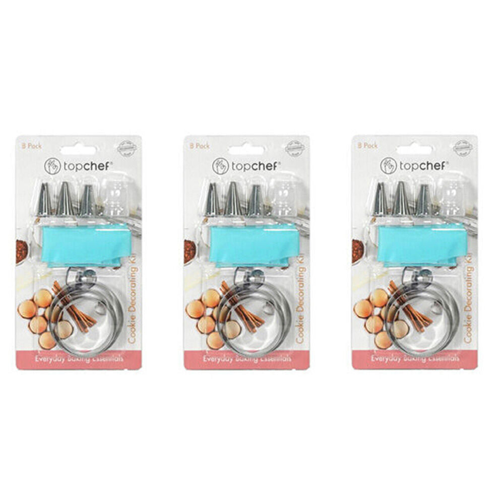 3x 8pc Topchef Reusable Silicone Cookie Decorating Baking Kit Assorted