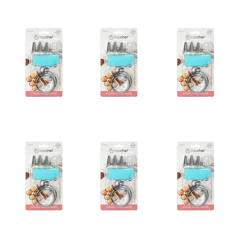 6x 8pc Topchef Reusable Silicone Cookie Decorating Baking Kit Assorted