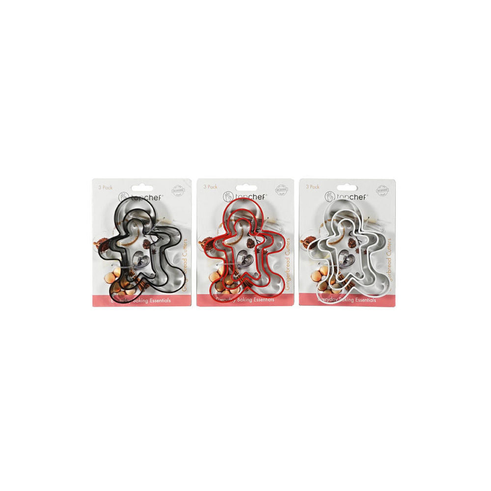 3x 3pc Topchef Stainless Steel Ginger Bread Cutters Baking Set Assorted