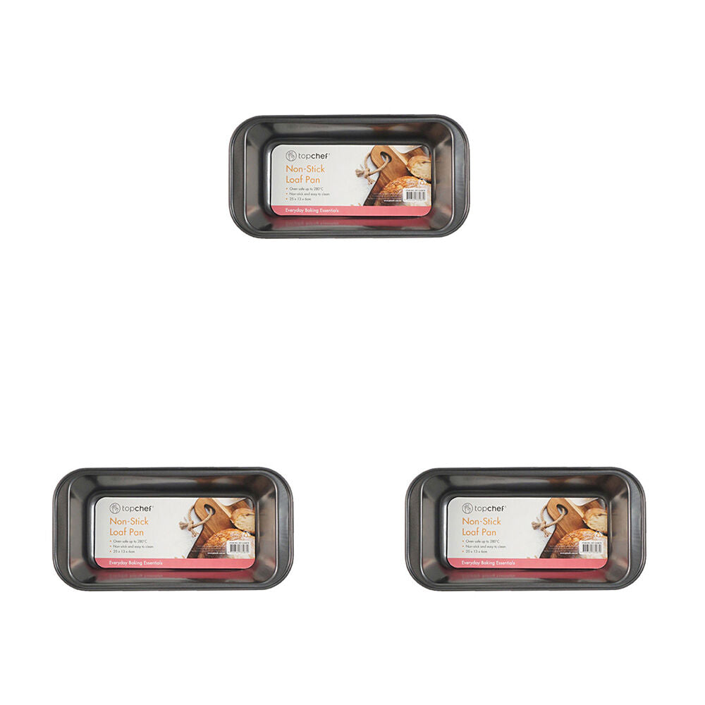 3PK Topchef Non-Stick Carbon Steel Loaf Pan Small 25x13cm