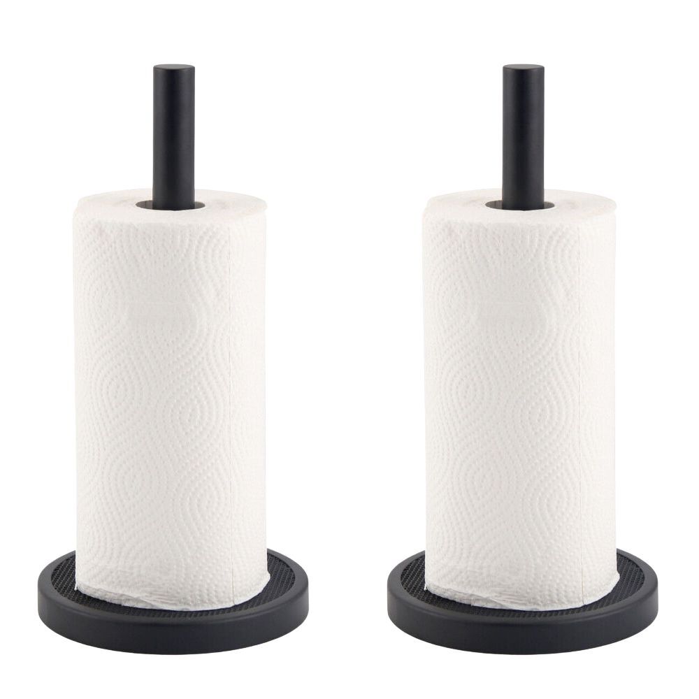 2PK Classica Nero Mesh Paper Roll Holder Rust Resistant 33cm Black
