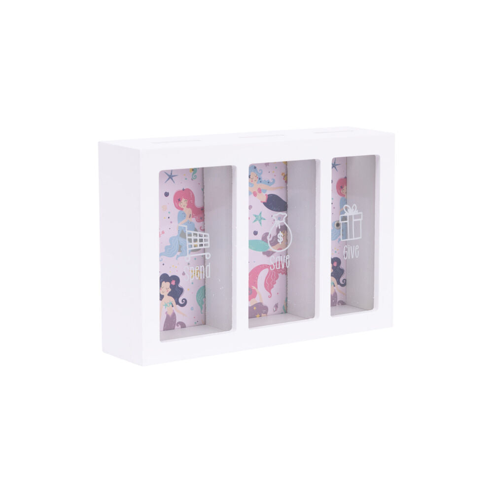 Splosh Kids Mermaid Spend Save Give Money Box Piggy Bank 20.5cm Rectangle
