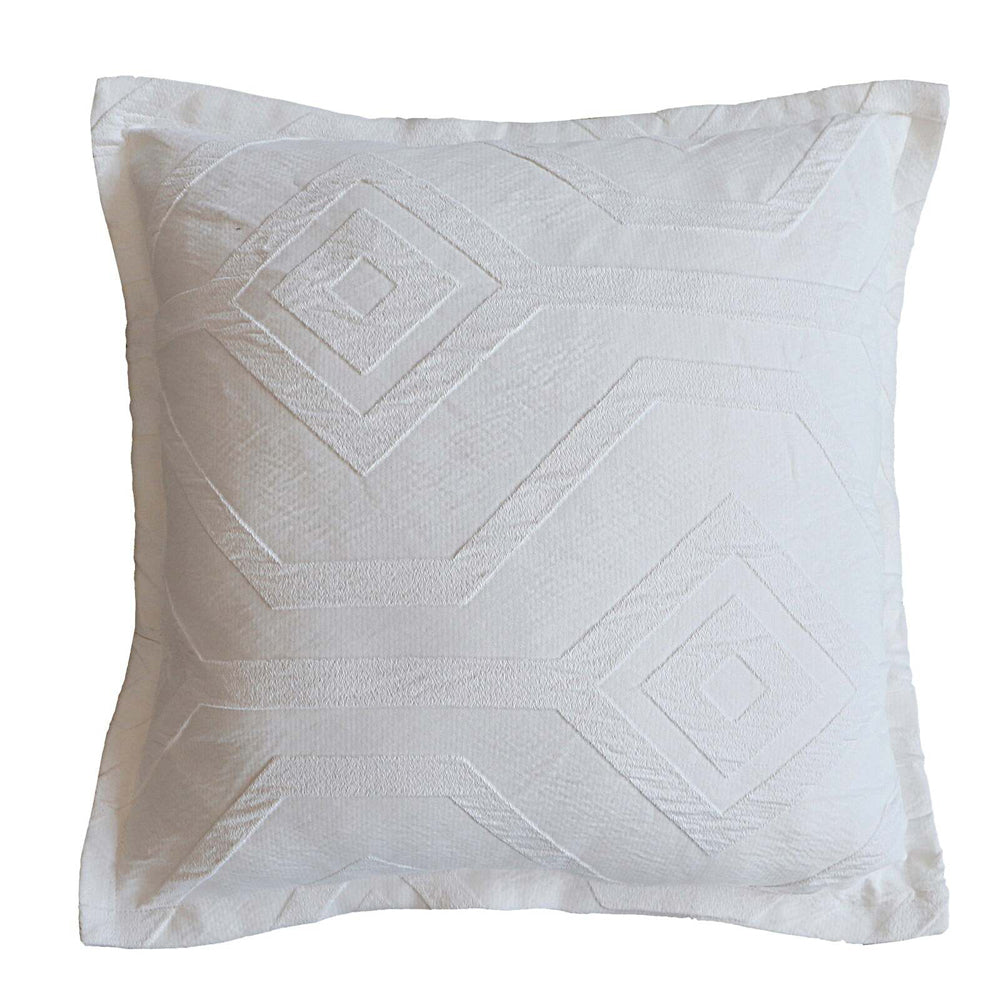 Bianca Kora Polyester Jacquard/Cotton White European Cushion Pillowcase 65x65cm