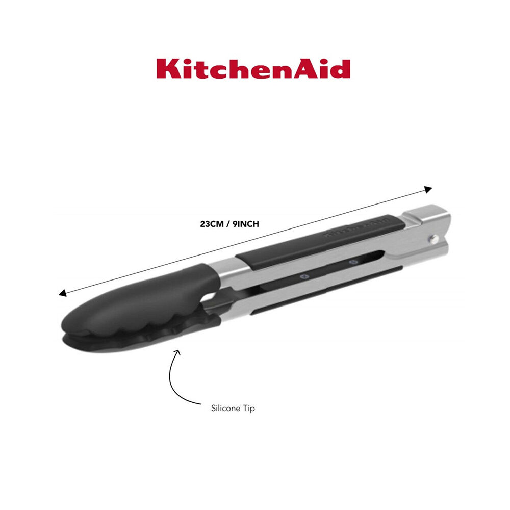 KitchenAid Nylon Silicone-Tipped Side-Locking Tongs Kitchen Utensils 23cm