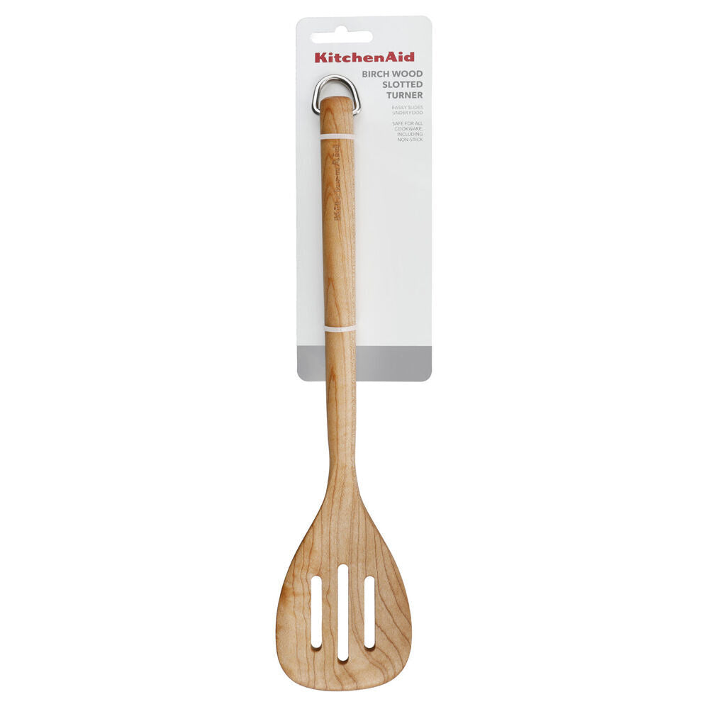 2PK KitchenAid Birchwood Slotted Turner Wooden Kitchen Utensil Cooking Tool