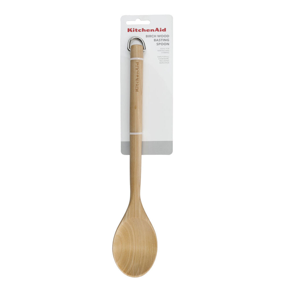2PK KitchenAid Birchwood Cooking Spoon Durable Natural Wooden Kitchen Utensil