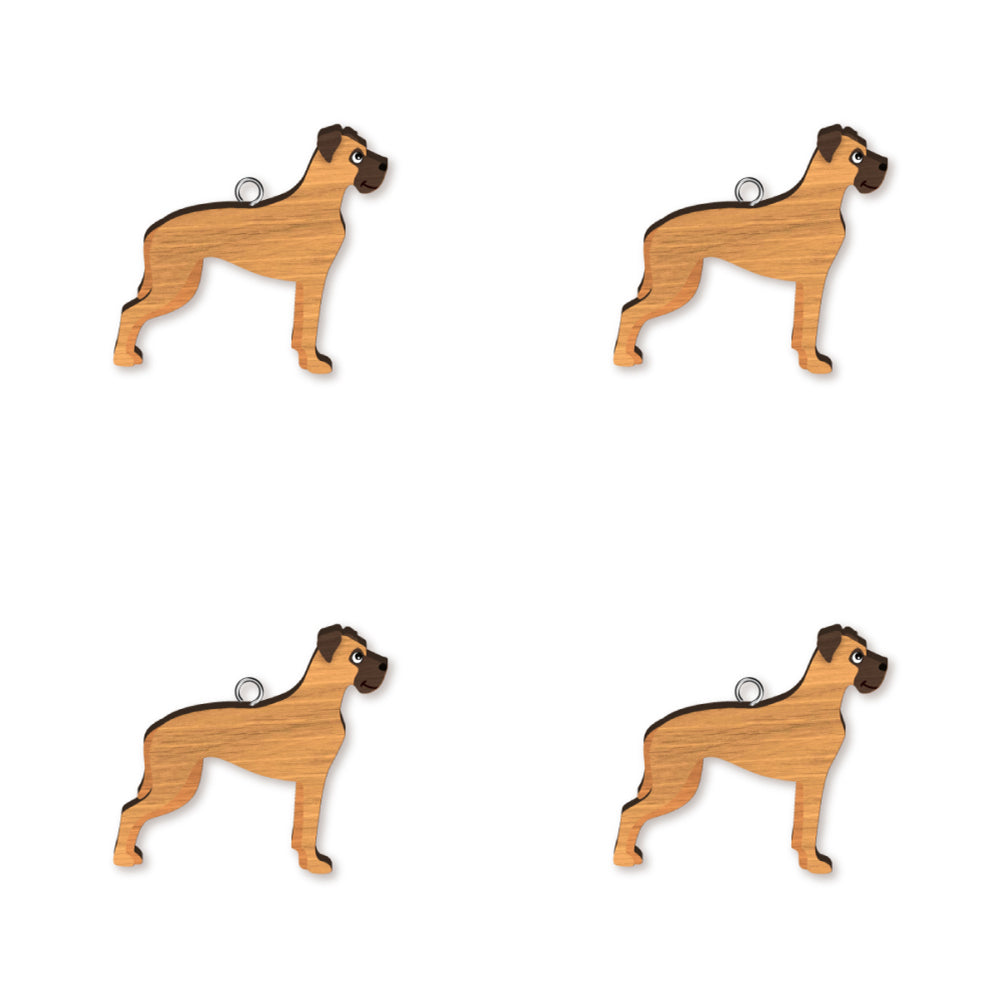 4pc Great Dane Wooden Key Ring Pendant Hanging Accessory