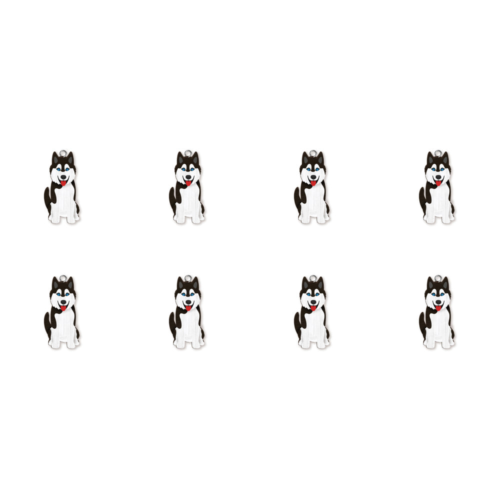 8pc Husky Wooden Key Ring Pendant Hanging Accessory