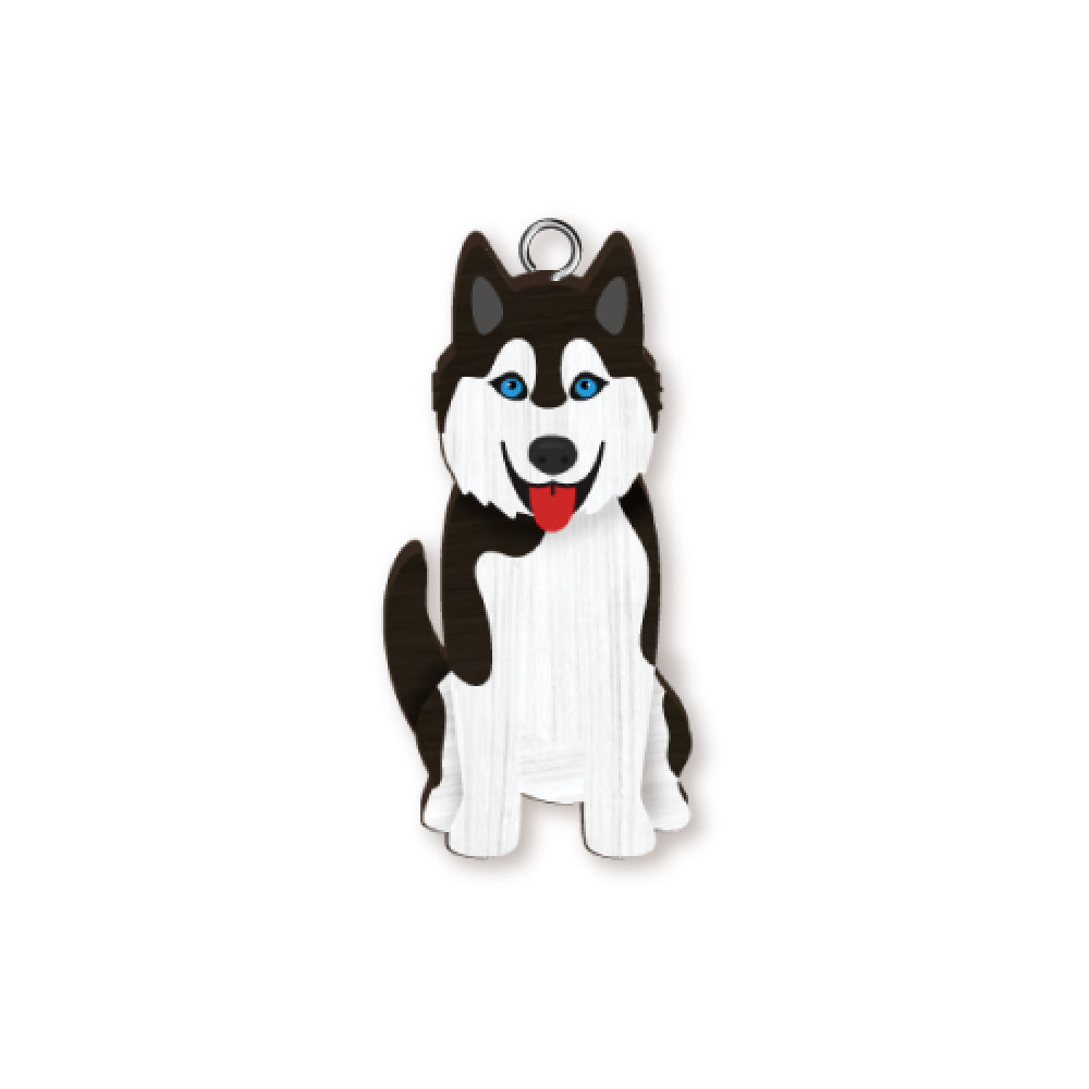 8pc Husky Wooden Key Ring Pendant Hanging Accessory