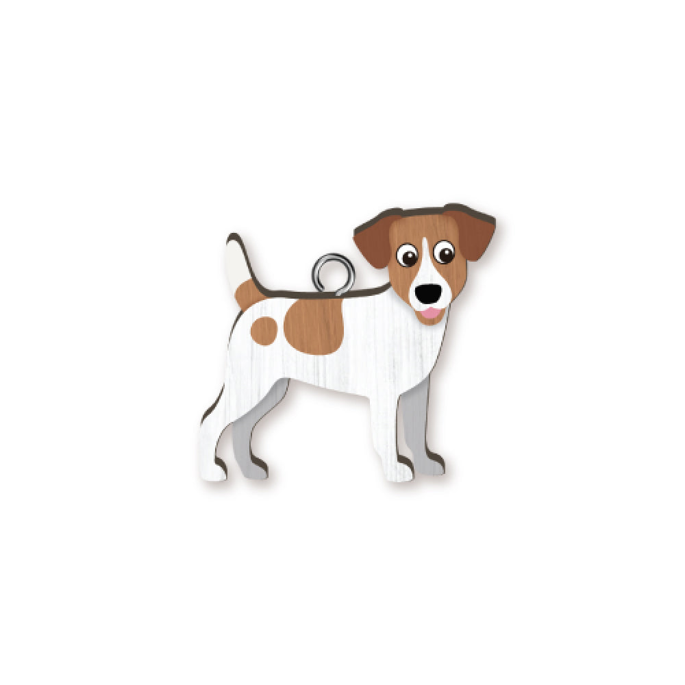 8pc Jack Russell Wooden Key Ring Pendant Hanging Accessory