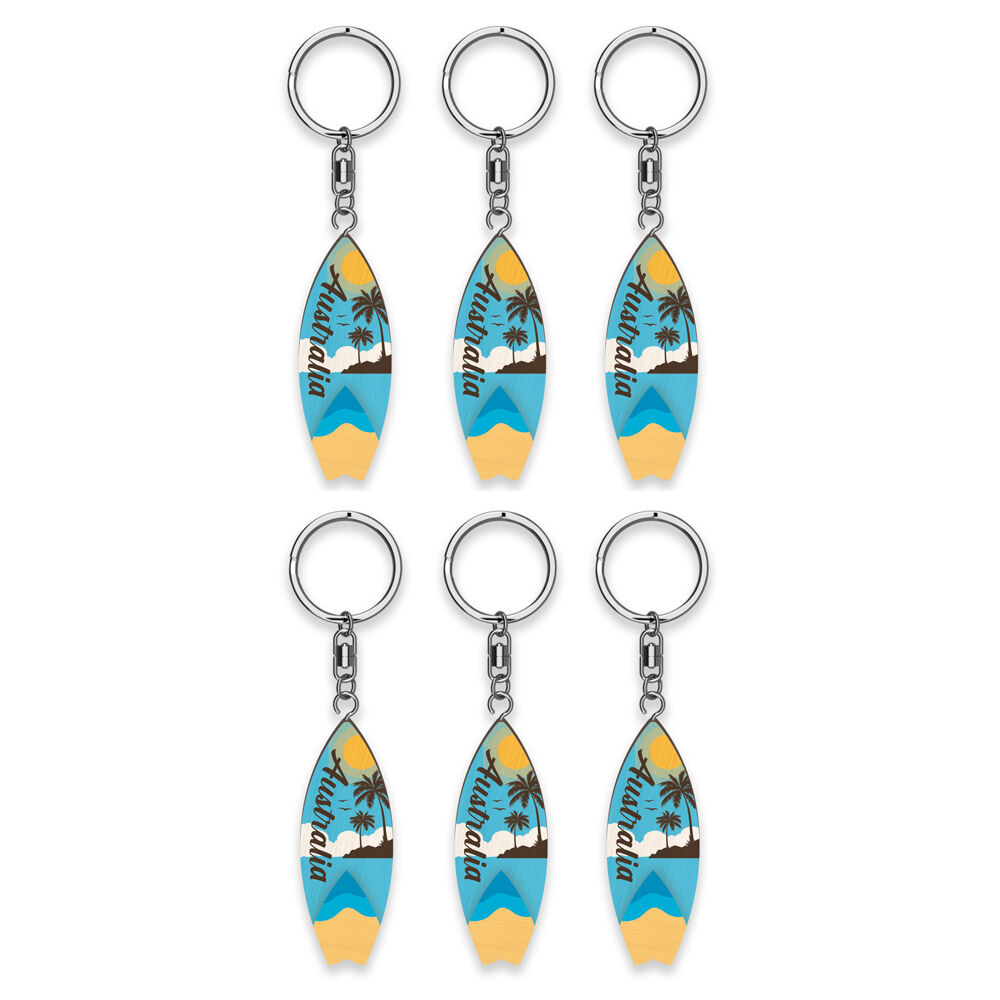 6pc LMD Surfboard Wood Handmade Keyring Hanging Bag Accessory