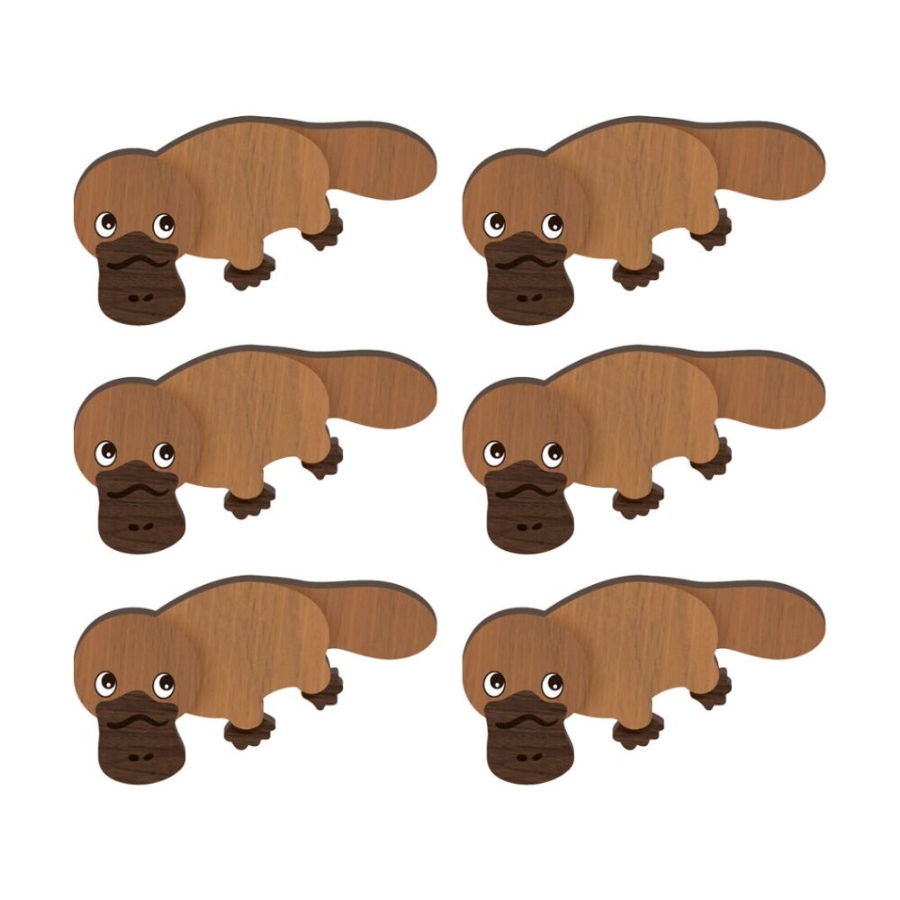 6pc LMD Platypus Handmade Wooden Refrigerator Magnet