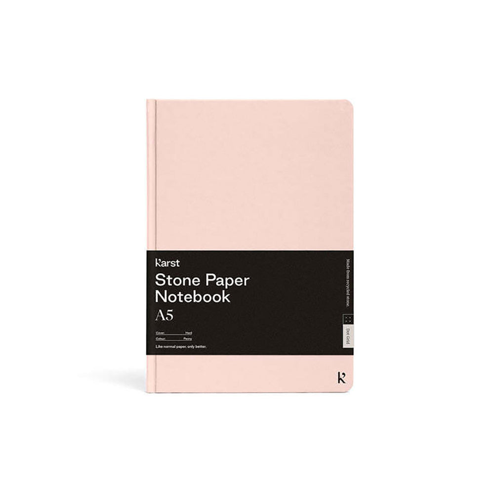 Karst 144-Sheets A5 Stone Paper Hard Cover Dot Grid Notebook Peony