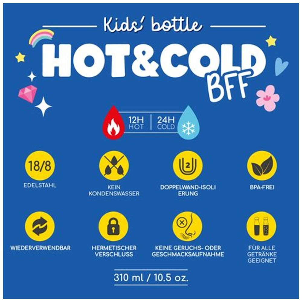Legami BFF Kids Bottle Unicorn Theme Vacuum Flask 12Hr Hot 24Hr Cold 310ml