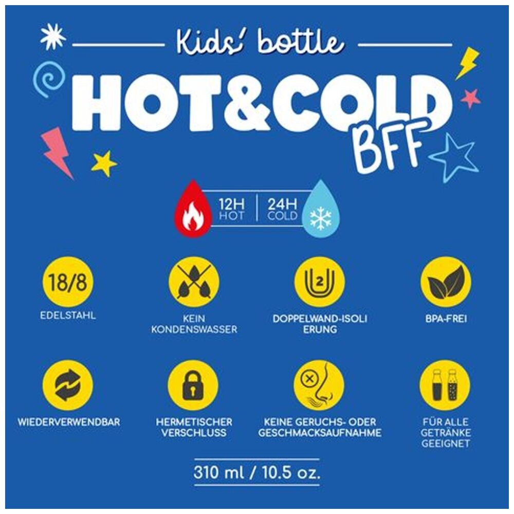 Legami BFF Kids Bottle Monster Theme Vacuum Flask 12Hr Hot 24Hr Cold 310ml