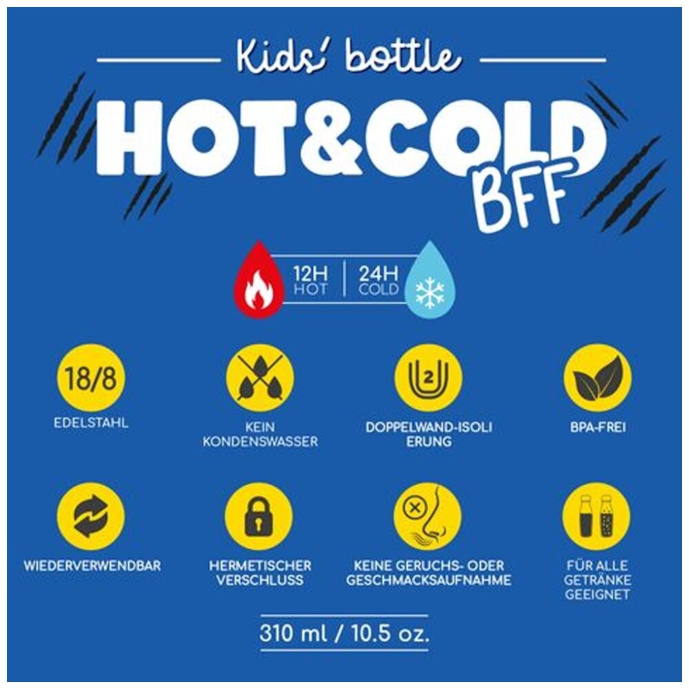 Legami BFF Kids Bottle Tiger Theme Vacuum Flask 12Hr Hot 24Hr Cold 310ml