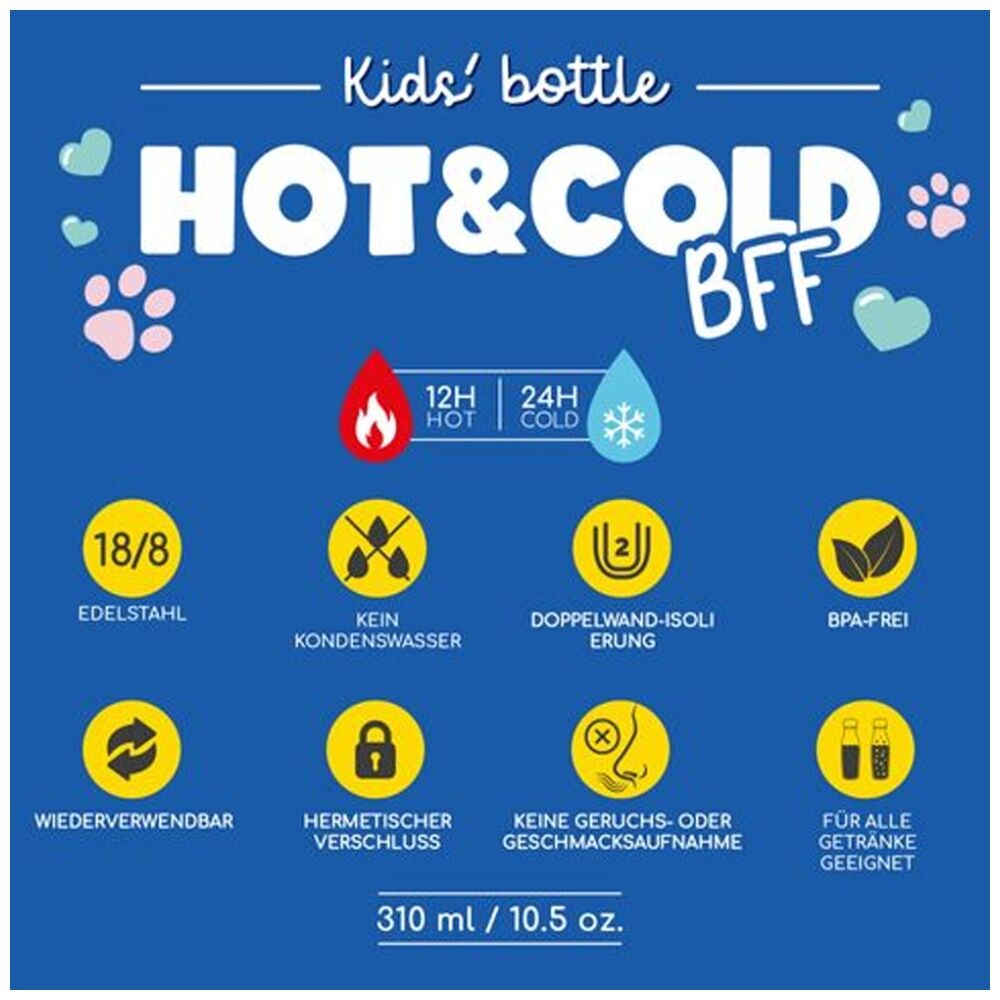 Legami BFF Kids Bottle Panda Theme Vacuum Flask 12Hr Hot 24Hr Cold 310ml