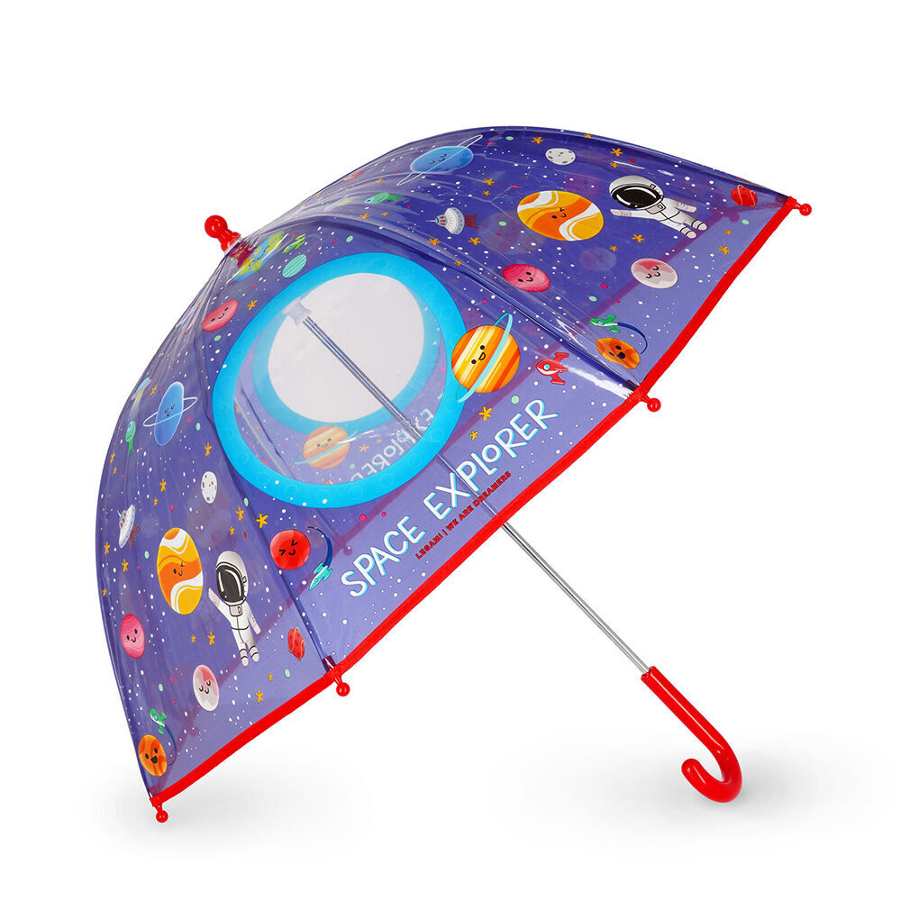 2PK Legami Wind-Resistant Dome Umbrella Kids/Children Clear/Blue Space