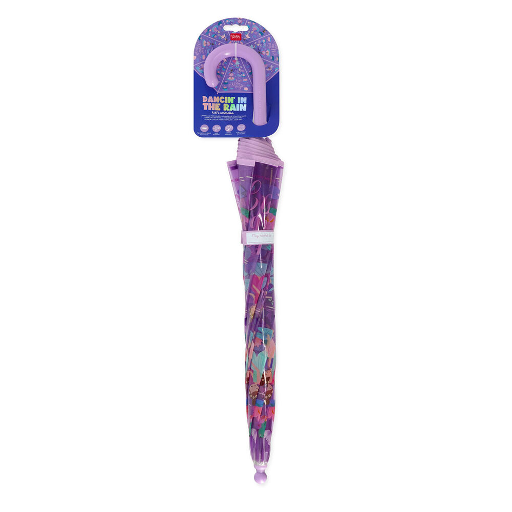 Legami Wind-Resistant Dome Umbrella Kids/Children Clear/Purple Fairy