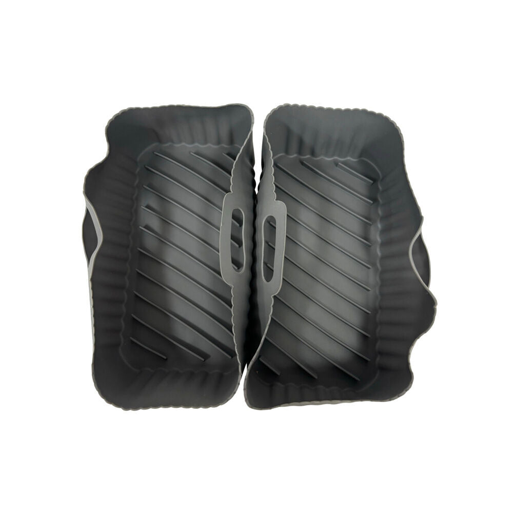 3x 2pc Kitchenware Co Silicone Rectangle Air Fryer Liner 22x13x8cm Grey