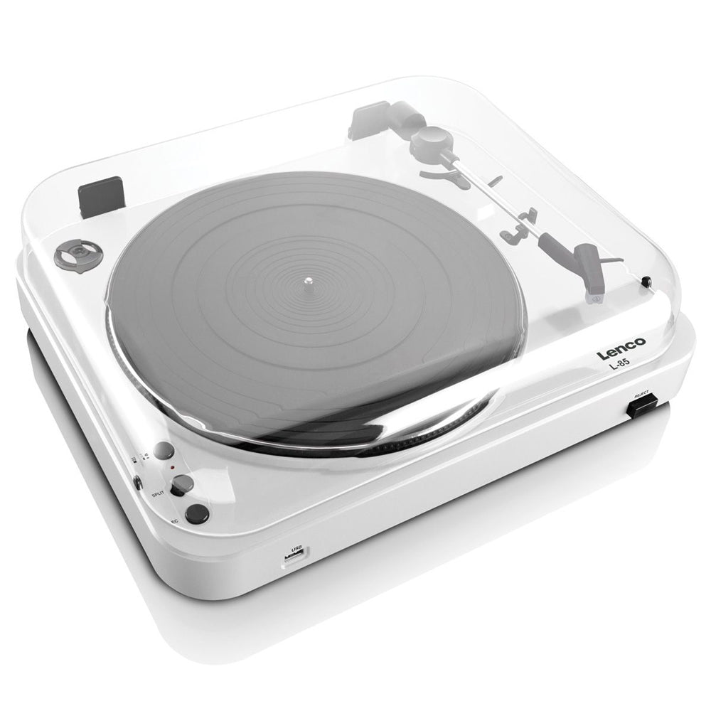 Lenco L-85 Semi-Automatic Turntable/Record Player w/ USB Encoding - White