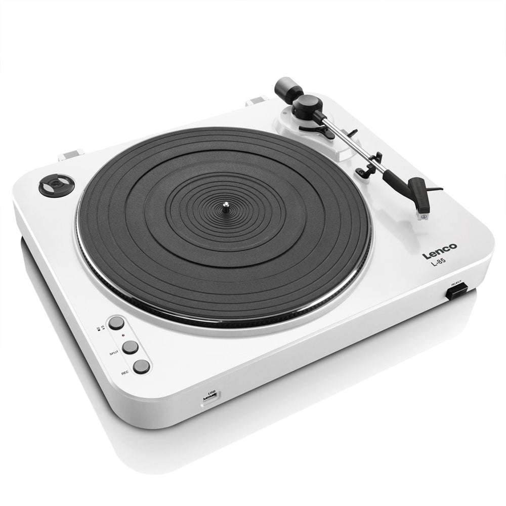 Lenco L-85 Semi-Automatic Turntable/Record Player w/ USB Encoding - White