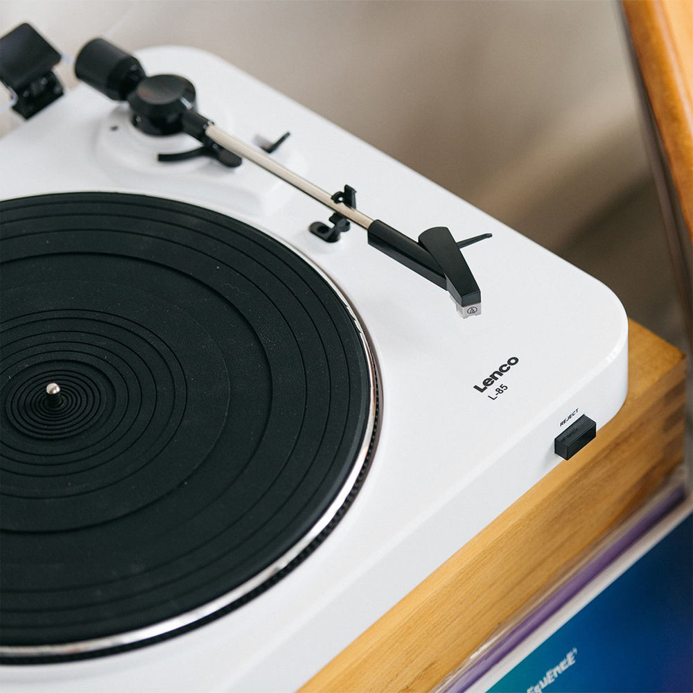 Lenco L-85 Semi-Automatic Turntable/Record Player w/ USB Encoding - White