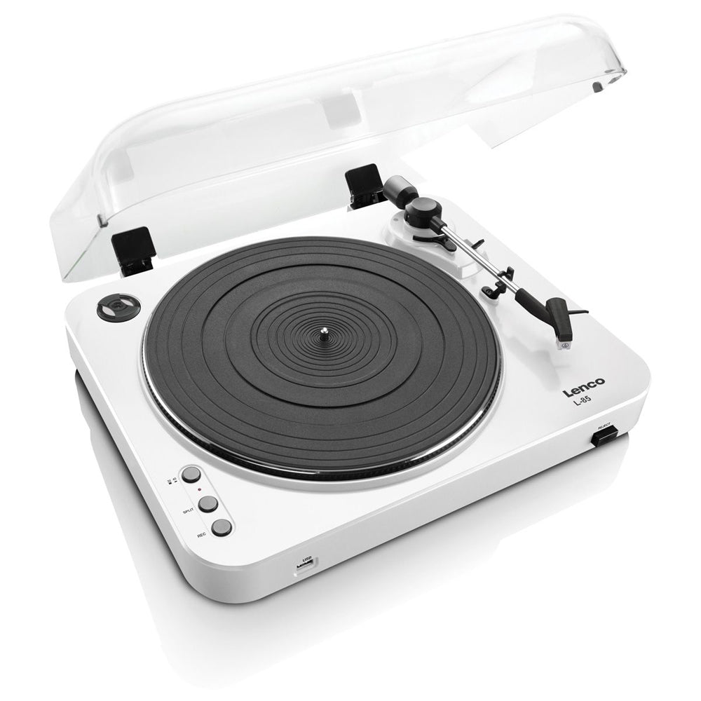 Lenco L-85 Semi-Automatic Turntable/Record Player w/ USB Encoding - White