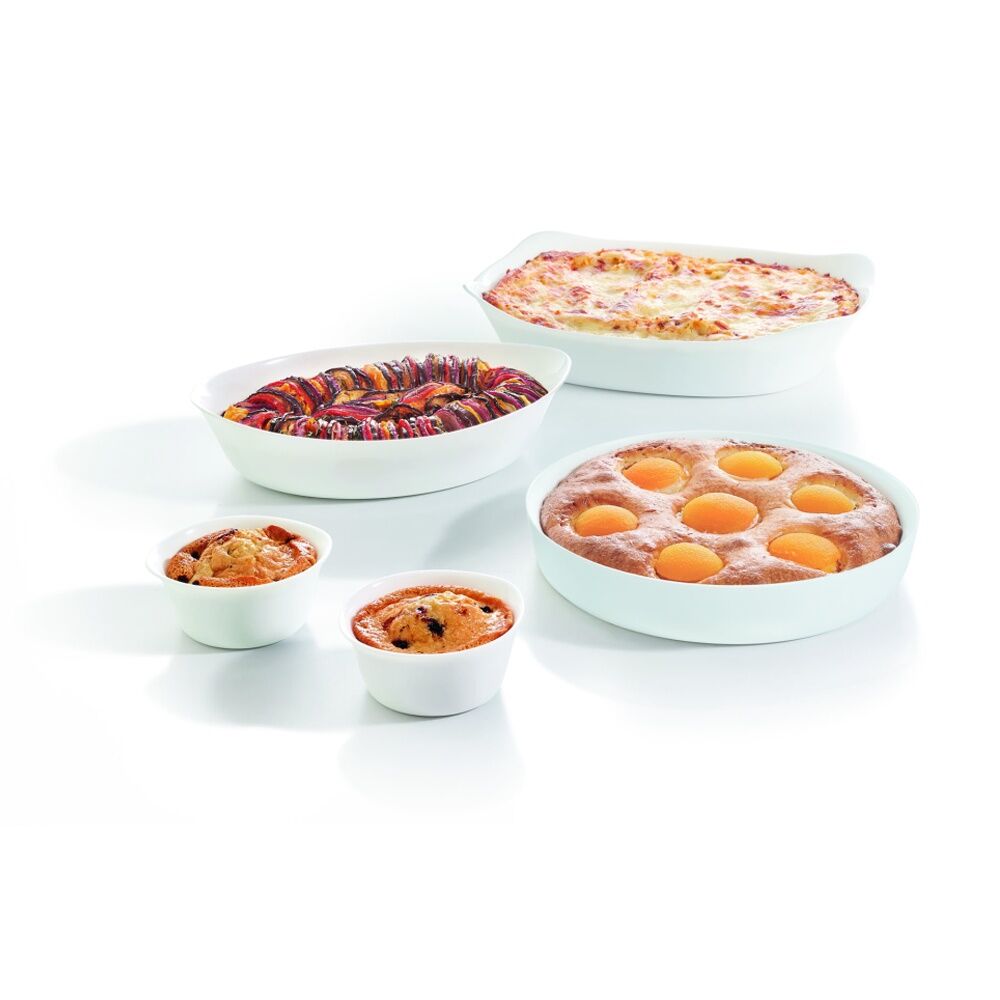 2PK Luminarc Smart Diwali Round Baking Dish 26x8cm Bakeware Opal Glass White