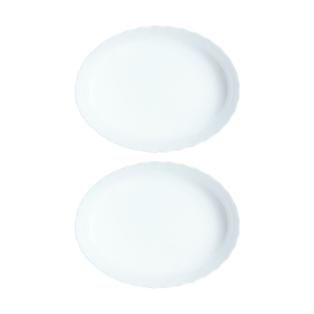 2PK Luminarc Smart Trianon Oval Baking Dish32x24cm Bakeware Opal Glass White