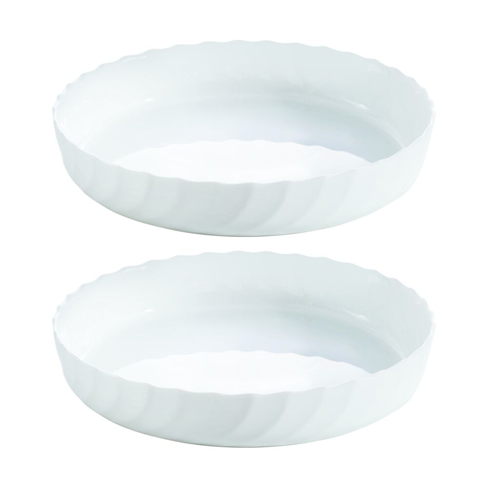 2PK Luminarc Smart Trianon Tart Baking Dish 26x4cm Bakeware Opal Glass White