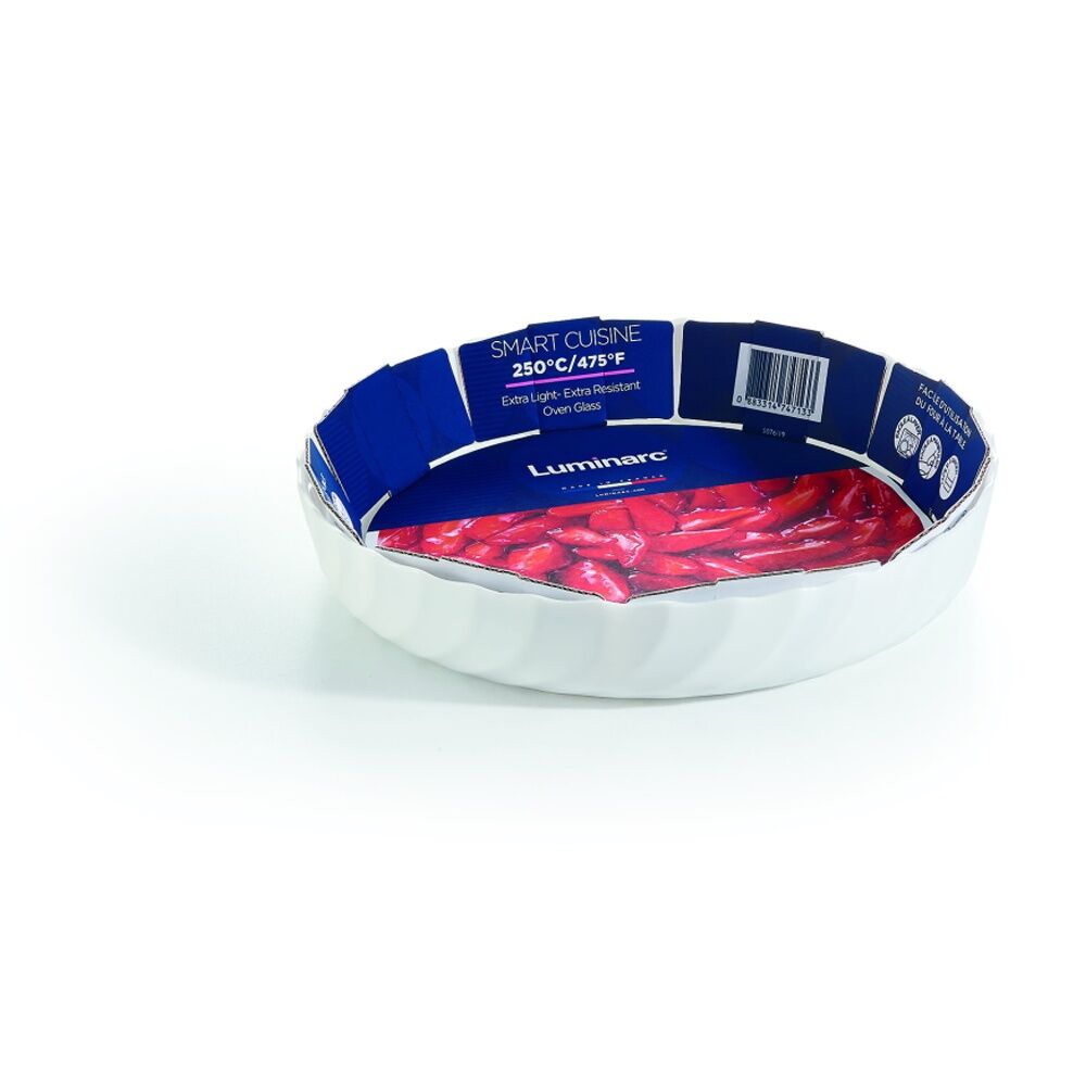 2PK Luminarc Smart Trianon Tart Baking Dish 26x4cm Bakeware Opal Glass White