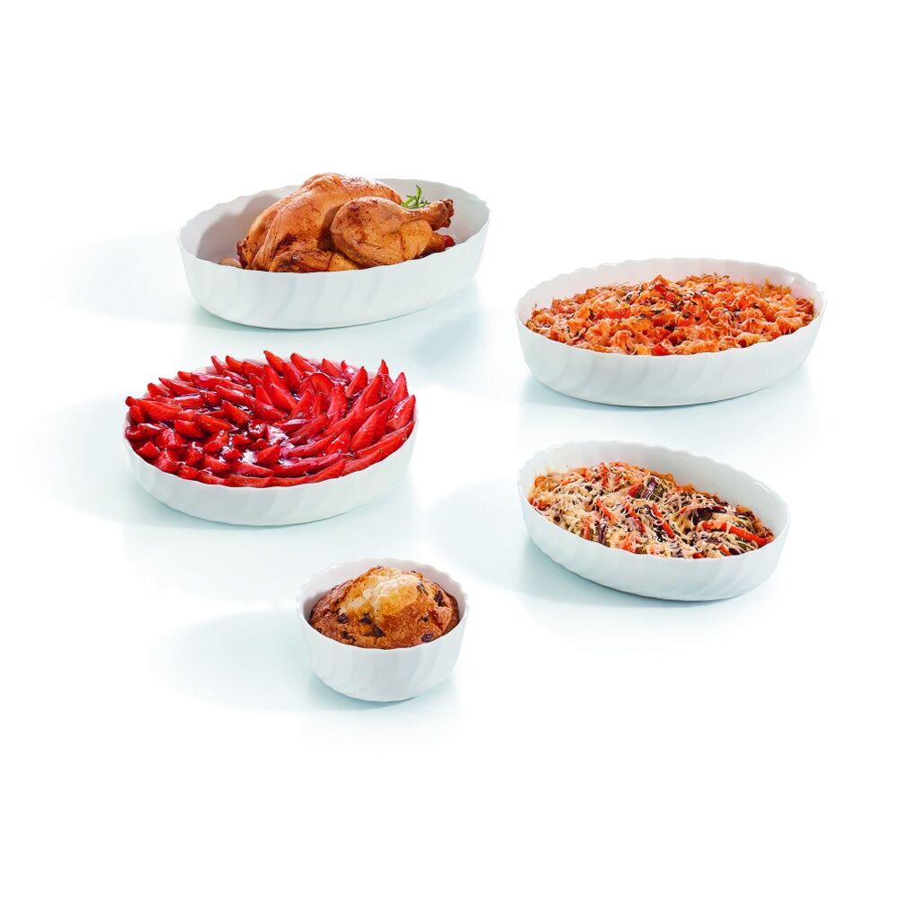 2PK Luminarc Smart Trianon Tart Baking Dish 26x4cm Bakeware Opal Glass White