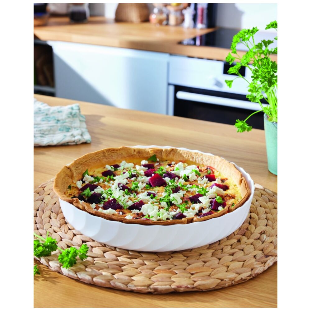 2PK Luminarc Smart Trianon Tart Baking Dish 26x4cm Bakeware Opal Glass White
