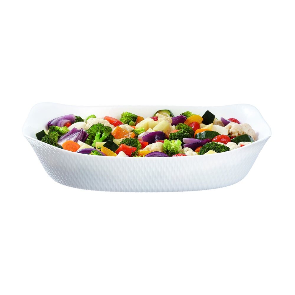 2PK Luminarc Smart Wavy Rectangular Baking Dish 34x25cm Opal Glass White