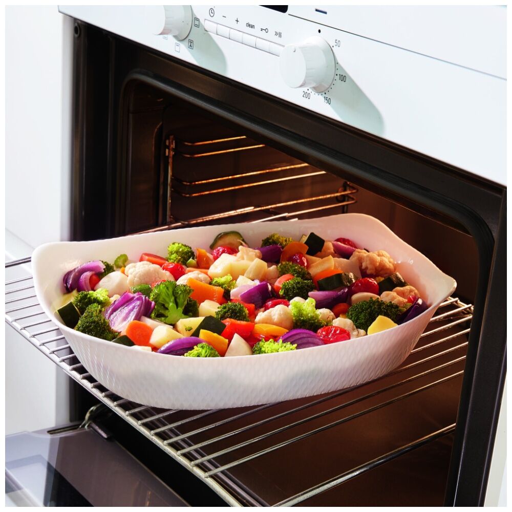 2PK Luminarc Smart Wavy Rectangular Baking Dish 34x25cm Opal Glass White