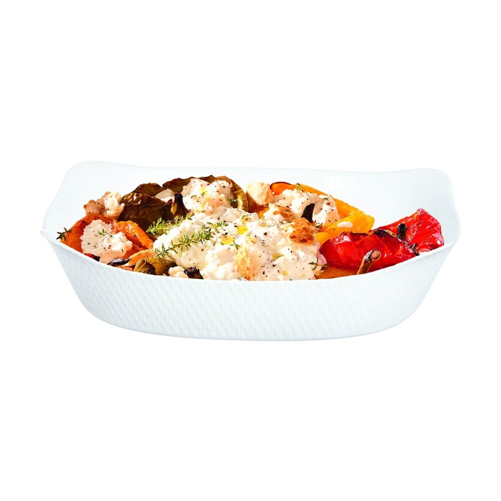 2PK Luminarc Smart Wavy Rectangular Baking Dish 30x22cm Opal Glass White
