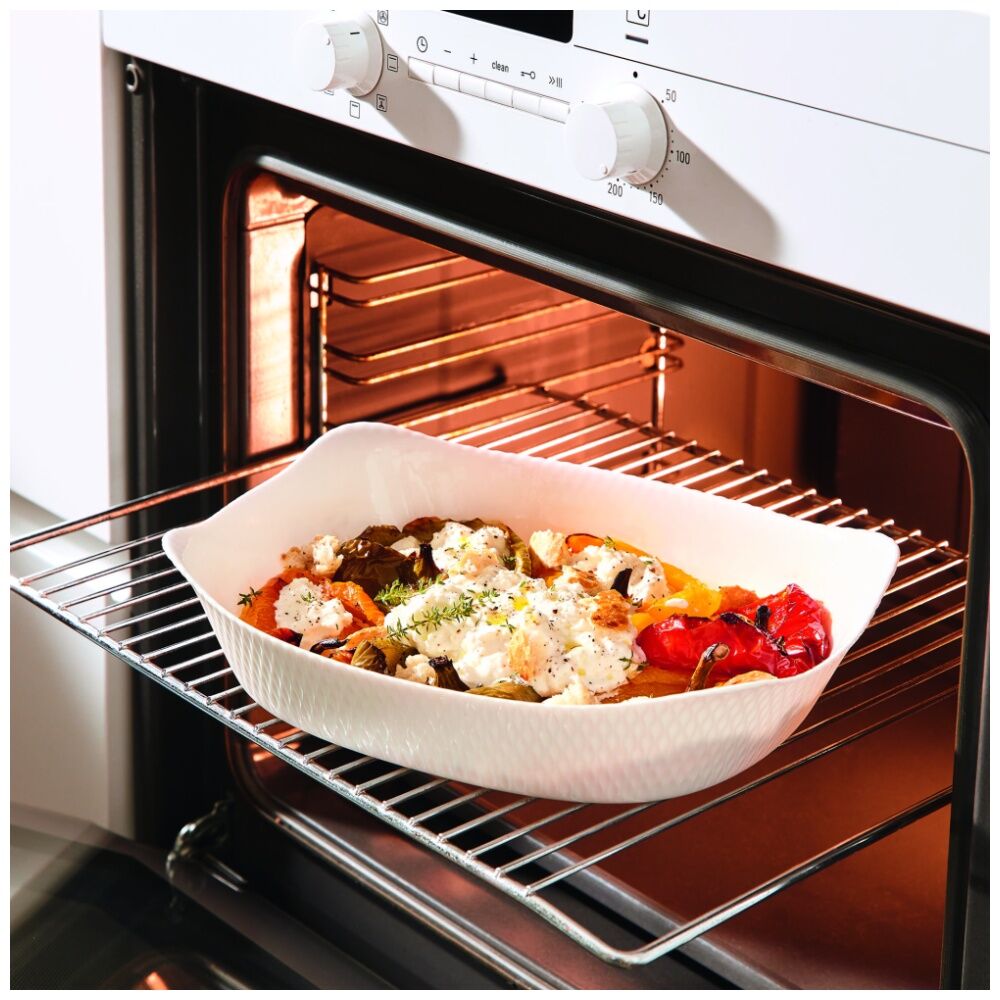 2PK Luminarc Smart Wavy Rectangular Baking Dish 30x22cm Opal Glass White