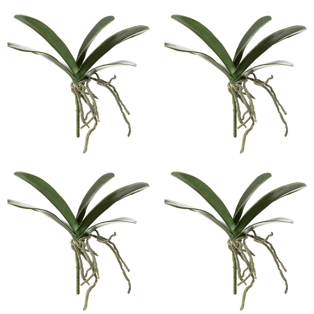 4PK Belle Orchid Leaf Plastic 24cm Artificial Plant - Green
