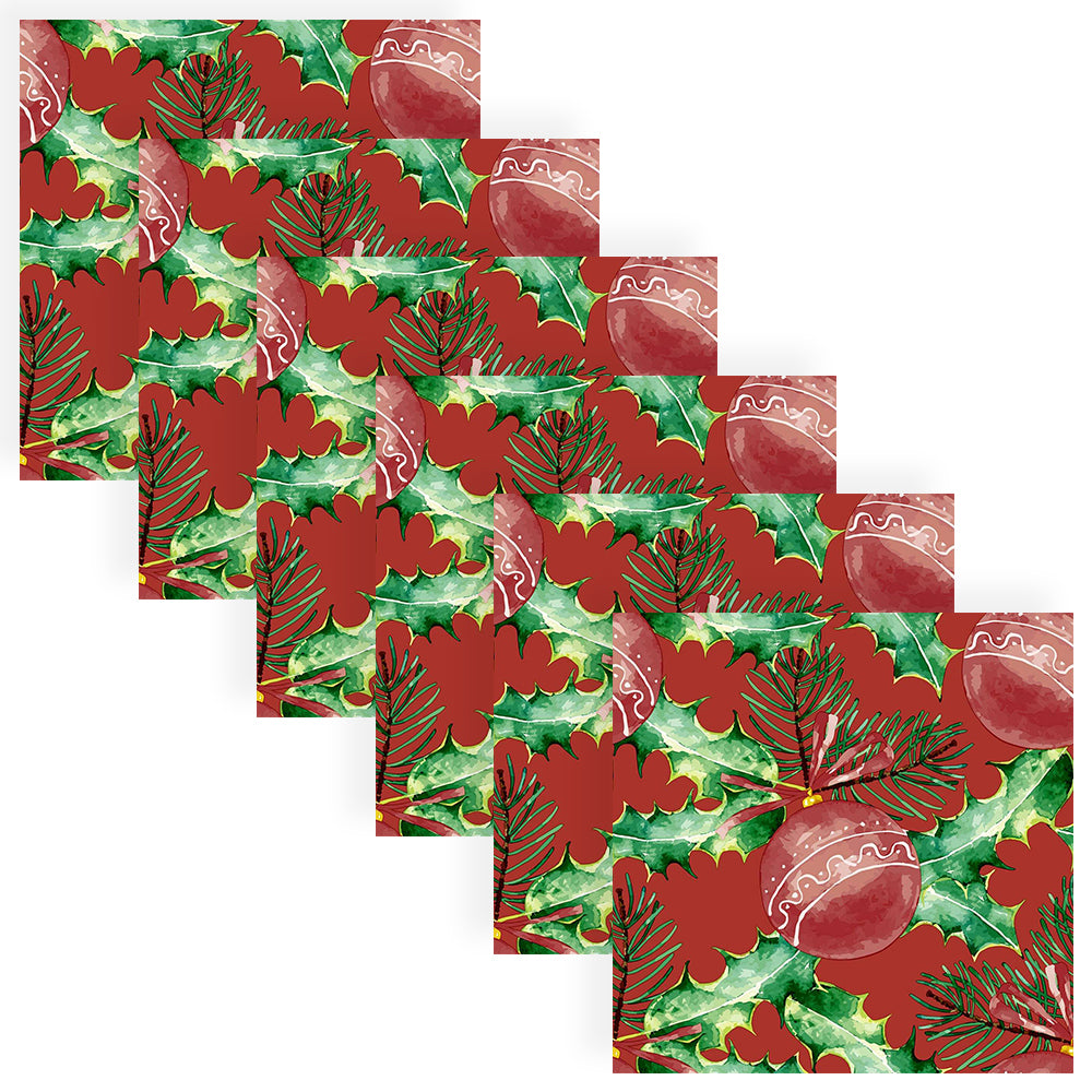 120pc Paper+Design Luncheon 3-Ply Napkin 33x33cm - Baubles in Red